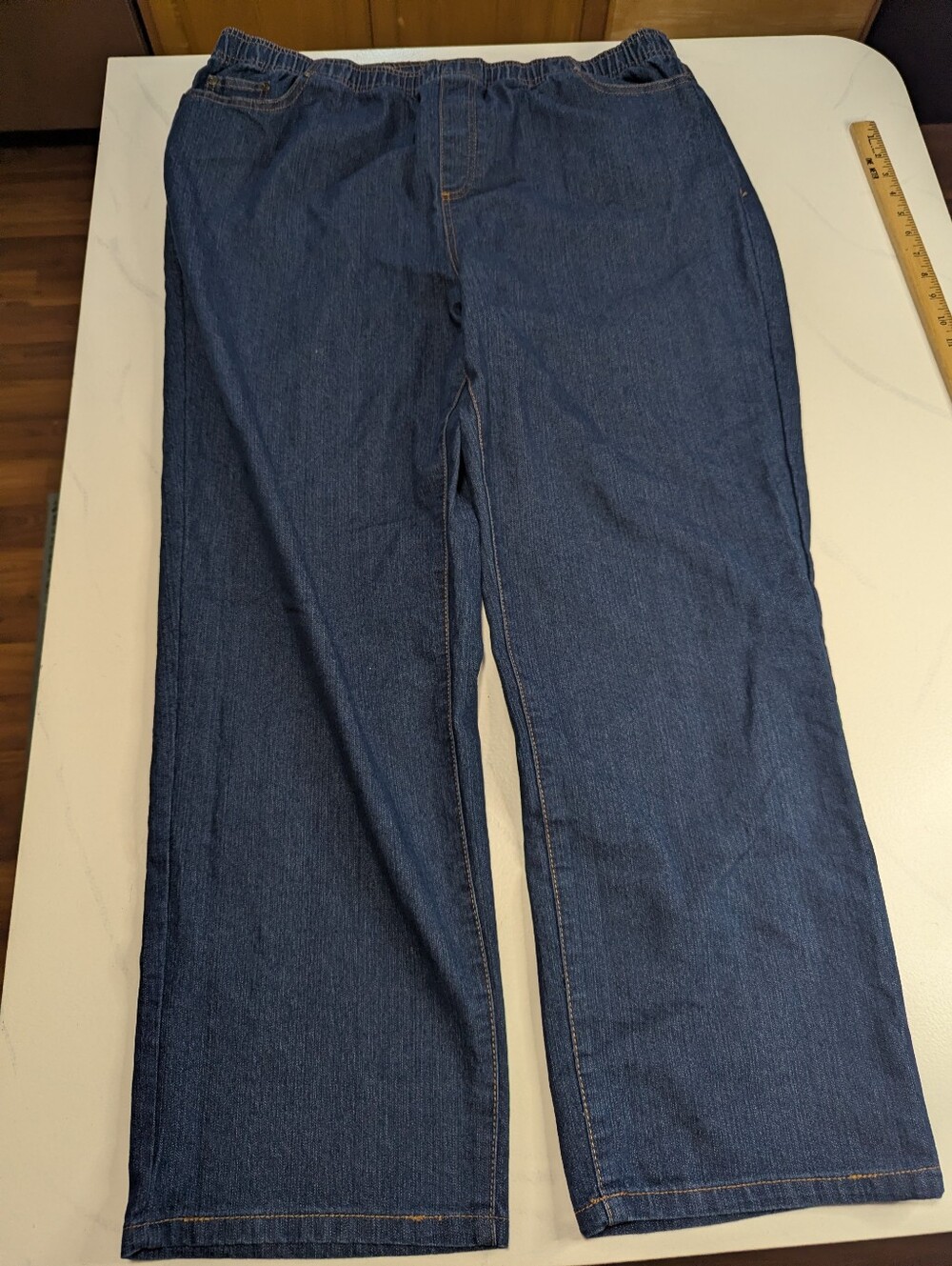Jeno Neuman Blue Denim Pull On Pants Women's Size 18 Elastic Waist Comfort - Picture 2 of 9